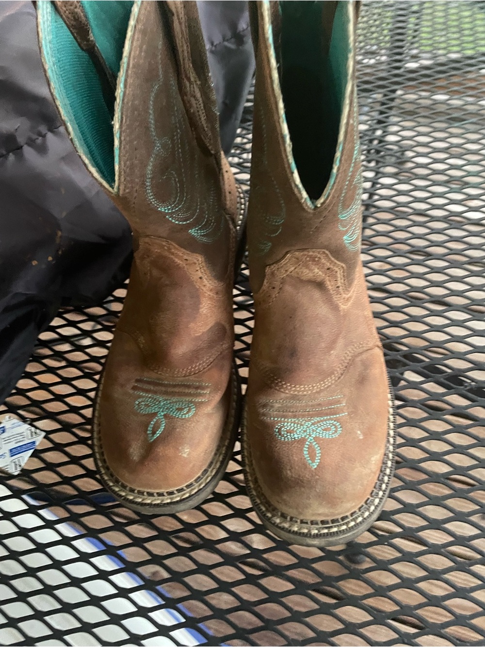 Ariat Brown Boots with Teal Interior read details